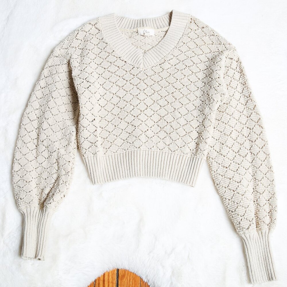 ELAN Brie Knit Sweater Balloon Sleeves Size Large